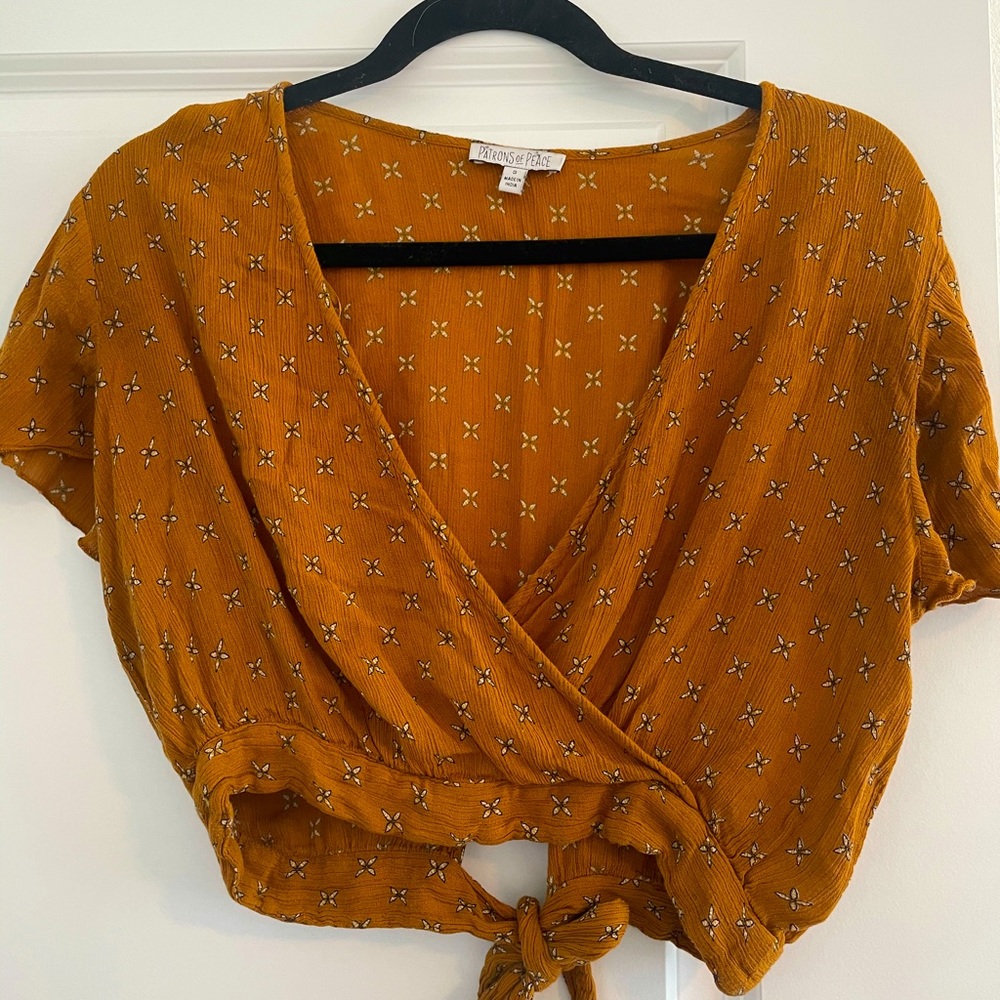 Patrons of Peace Crop Orange Blouse S